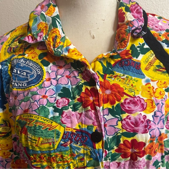 We Be bop 90’s vintage Floral Shirt oversized tunic sz 2X rayon guc - Picture 2 of 5